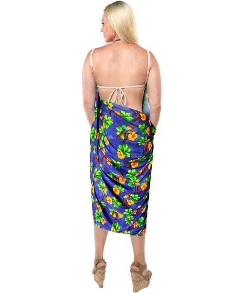 Cover-Ups Women's Swimsuit Cover Up Sarong Bikini Pareo Beach Wrap Full Long G - Blue_b718 - C51885RHIWU