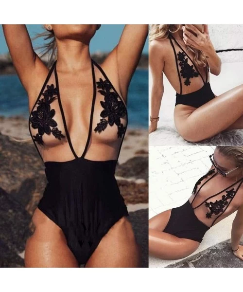 Sets Sexy One Piece Swimsuits Bikini Bathing Suit Women Print Swimsuit Swimwear Bandage High Cut Monokini Bathing Suit Black ...