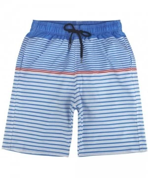 Trunks Men's Quick Dry Swim Trunks Bathing Suit Striped Shorts with Pockets - Blue - CS183QDTNAM