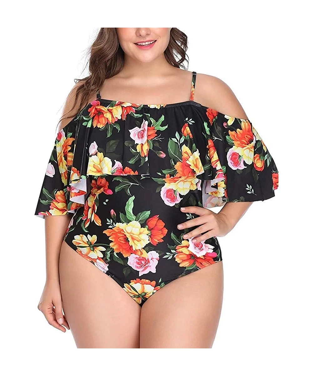 One-Pieces Swimwear for Womens- Summer Plus Size Push-up One-Piece Swim Dress Beachwear Tankini Bikini - 876black - CZ18SXMGQ3Y