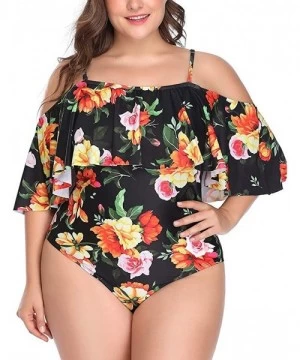 One-Pieces Swimwear for Womens- Summer Plus Size Push-up One-Piece Swim Dress Beachwear Tankini Bikini - 876black - CZ18SXMGQ3Y