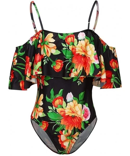 One-Pieces Swimwear for Womens- Summer Plus Size Push-up One-Piece Swim Dress Beachwear Tankini Bikini - 876black - CZ18SXMGQ3Y