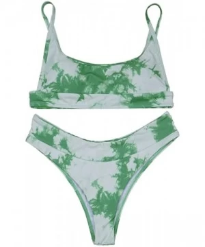 Sets Women's Bikini Tie-dye Cinched String Triangle Bikini Sexy Underwear Girls Swimsuit 2 Piece Bikini Sets - Green - C0199O...