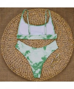 Sets Women's Bikini Tie-dye Cinched String Triangle Bikini Sexy Underwear Girls Swimsuit 2 Piece Bikini Sets - Green - C0199O...