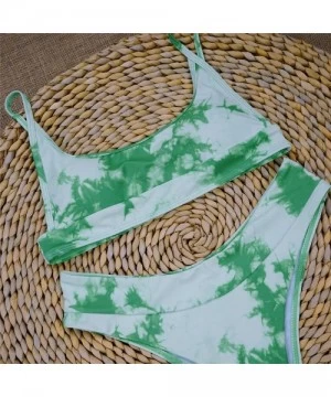 Sets Women's Bikini Tie-dye Cinched String Triangle Bikini Sexy Underwear Girls Swimsuit 2 Piece Bikini Sets - Green - C0199O...