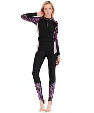 Racing Long Sleeve Surfing Swimsuit for Women 2020 Spring Summer Sunscreen Women's Cute Sporty Full Body Swimsuit 1purple - C...