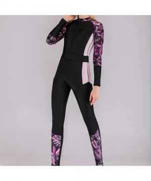 Racing Long Sleeve Surfing Swimsuit for Women 2020 Spring Summer Sunscreen Women's Cute Sporty Full Body Swimsuit 1purple - C...