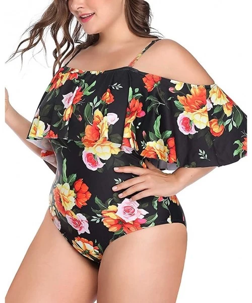 One-Pieces Swimwear for Womens- Summer Plus Size Push-up One-Piece Swim Dress Beachwear Tankini Bikini - 876black - CZ18SXMGQ3Y