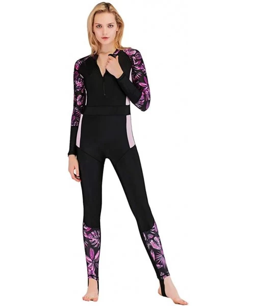 Racing Long Sleeve Surfing Swimsuit for Women 2020 Spring Summer Sunscreen Women's Cute Sporty Full Body Swimsuit 1purple - C...