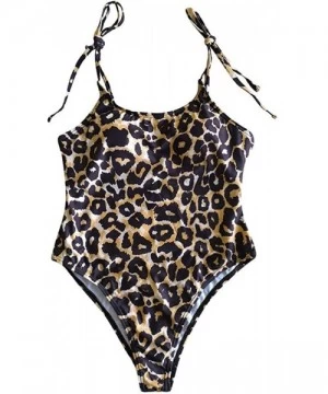 One-Pieces One Piece Swimsuits for Women's Swimwear Female Leopard Bikini Thong Backless Monokini Bathing Suit - Brown - CL19...