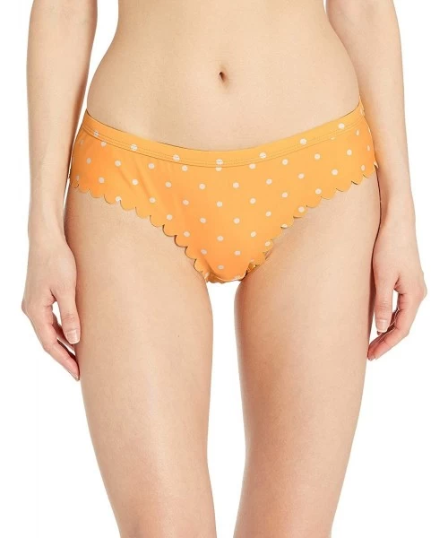 Tankinis Women's Scoop Swim Bottom with Scallp Edge - Yellow Dot - CC18KGX9SI4