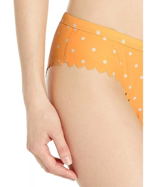 Tankinis Women's Scoop Swim Bottom with Scallp Edge - Yellow Dot - CC18KGX9SI4