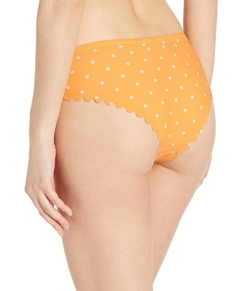 Tankinis Women's Scoop Swim Bottom with Scallp Edge - Yellow Dot - CC18KGX9SI4