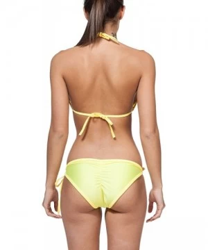 Sets Ladies' New Liquid or Shiny String Bikini 2 Piece Swimsuit - Yellow - CU11K5NI443