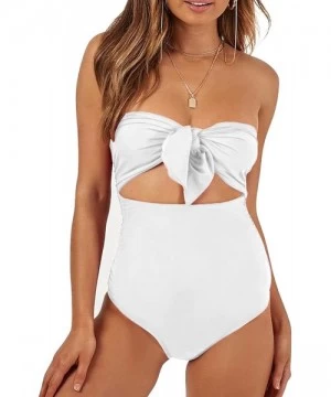 One-Pieces Womens One Piece Monokini Bikini Swimsuit High Waist Bathing Suit Tummy Control - White(one Piece Monokini Bikini ...