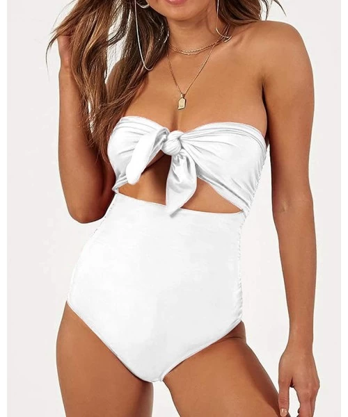 One-Pieces Womens One Piece Monokini Bikini Swimsuit High Waist Bathing Suit Tummy Control - White(one Piece Monokini Bikini ...