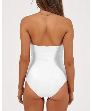 One-Pieces Womens One Piece Monokini Bikini Swimsuit High Waist Bathing Suit Tummy Control - White(one Piece Monokini Bikini ...