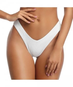 Tops Brazilian Bikini V Top Swimsuits for Women Low Rise Bottom Bathing Suits Sexy High Cut Swimwear - White Bottom - CW19CLZ...