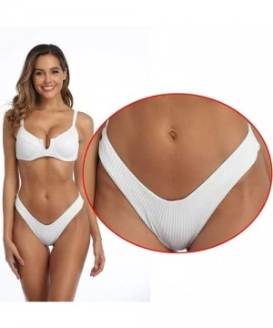 Tops Brazilian Bikini V Top Swimsuits for Women Low Rise Bottom Bathing Suits Sexy High Cut Swimwear - White Bottom - CW19CLZ...