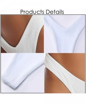 Tops Brazilian Bikini V Top Swimsuits for Women Low Rise Bottom Bathing Suits Sexy High Cut Swimwear - White Bottom - CW19CLZ...