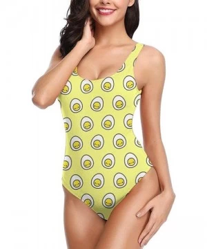 One-Pieces Yummy Egg One Piece Swimsuit for Women U Neck Backness Swimsuits Beachwear - White - CL19D3L8RIW