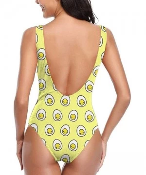 One-Pieces Yummy Egg One Piece Swimsuit for Women U Neck Backness Swimsuits Beachwear - White - CL19D3L8RIW