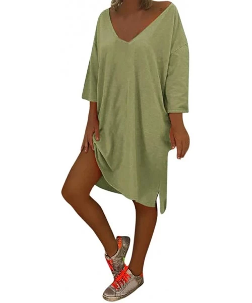 Cover-Ups 2020 Summer Newest Arrival Discount Women's Dress-V Neck Feminino Vesti Caftan Boho Beach Cover Plus Size Baggy - C...