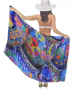 Cover-Ups Women Chiffon Scarf Sunscreen Shawl Wrap Swimsuit Cover Up Beach Sarongs Novel Beautiful Bowl Colorful Pottery Prin...