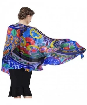 Cover-Ups Women Chiffon Scarf Sunscreen Shawl Wrap Swimsuit Cover Up Beach Sarongs Novel Beautiful Bowl Colorful Pottery Prin...