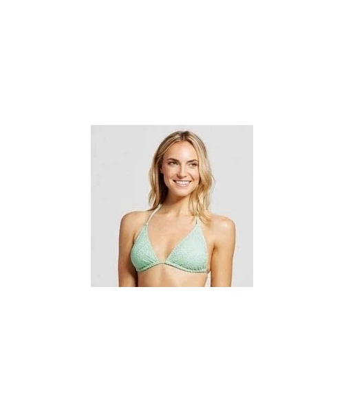 Tops Women's Crochet Triangle String Bikini Top - Mint Green - CY18SEZ7C87