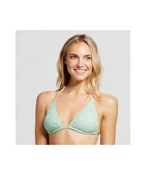 Tops Women's Crochet Triangle String Bikini Top - Mint Green - CY18SEZ7C87