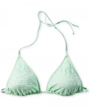 Tops Women's Crochet Triangle String Bikini Top - Mint Green - CY18SEZ7C87