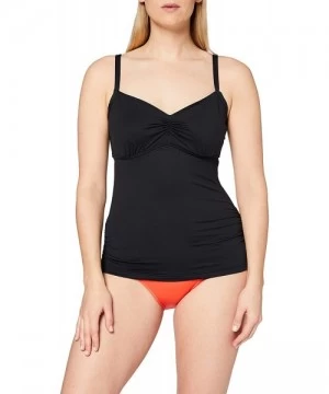 Tankinis Women's Dd Cup Tankini Top Swimsuit - Black - CG12MA31AZR