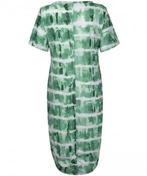 Cover-Ups Women's Tie Dye Sleeveless Tank Dress Slim Fit Short Sleeve V Neck Pocket Midi Dress Casual Loose Long Dress Green ...