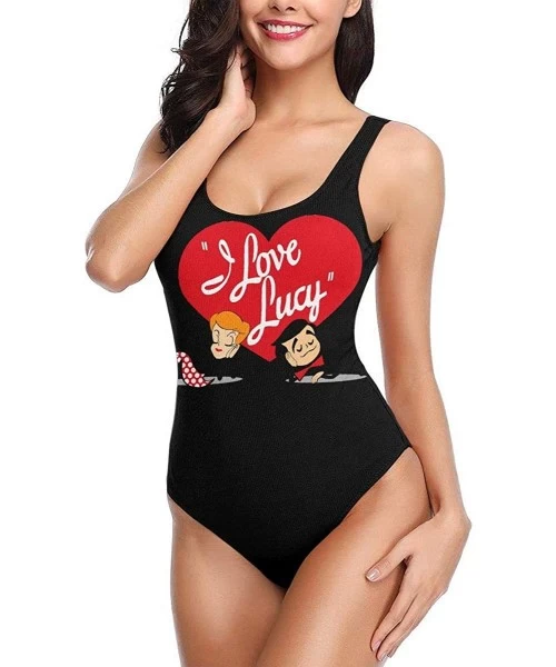 One-Pieces Moonder Bikinis Janet Jackson Womens One Piece Swimsuits White - I Love Lucy 10 - CK1996YG77I