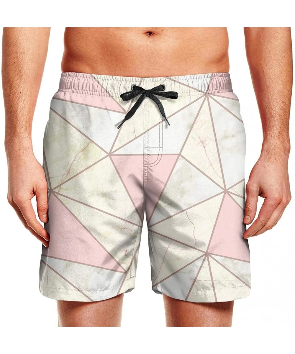 Board Shorts Mens Swim Trunks Summer Cool Quick Dry Board Shorts with Mesh Lining - Rose Gold Grey - C218OR7C7MR