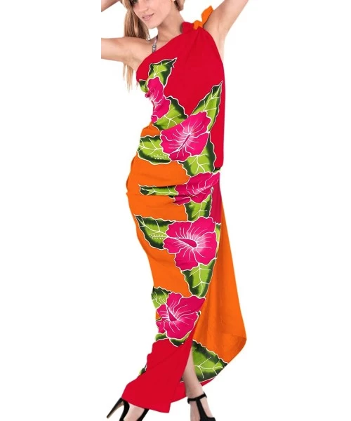 Cover-Ups Women's Sarong Swimwear Cover-Up Wrap Tie Skirt Plus Size Hand Paint A - Pumpkin Orange_u836 - CX121U7VAGF