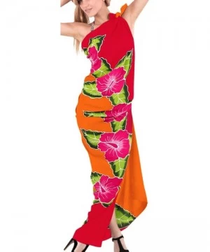 Cover-Ups Women's Sarong Swimwear Cover-Up Wrap Tie Skirt Plus Size Hand Paint A - Pumpkin Orange_u836 - CX121U7VAGF