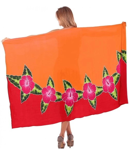 Cover-Ups Women's Sarong Swimwear Cover-Up Wrap Tie Skirt Plus Size Hand Paint A - Pumpkin Orange_u836 - CX121U7VAGF