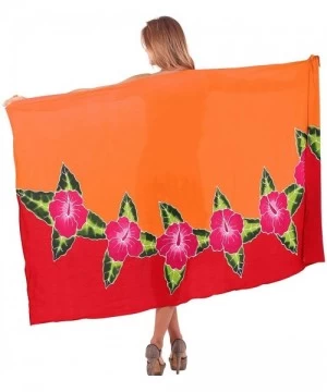 Cover-Ups Women's Sarong Swimwear Cover-Up Wrap Tie Skirt Plus Size Hand Paint A - Pumpkin Orange_u836 - CX121U7VAGF