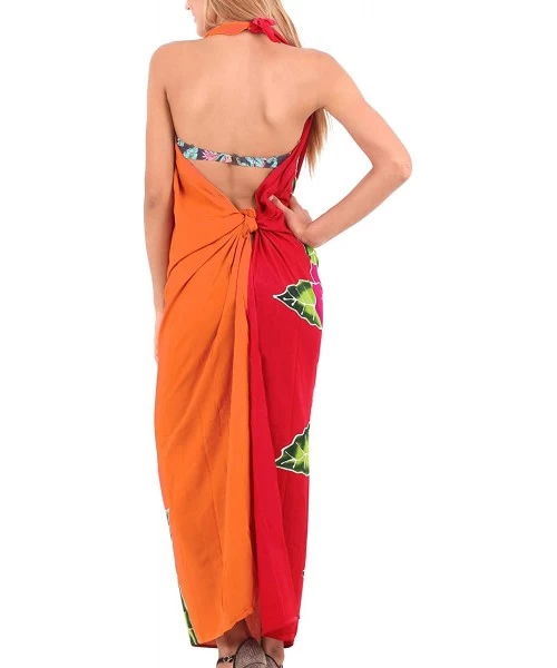 Cover-Ups Women's Sarong Swimwear Cover-Up Wrap Tie Skirt Plus Size Hand Paint A - Pumpkin Orange_u836 - CX121U7VAGF