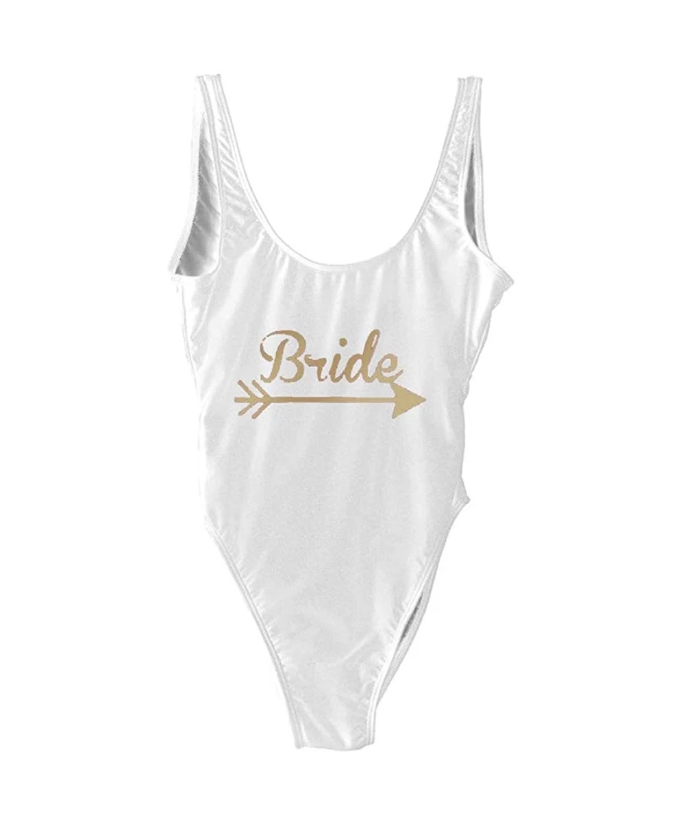 One-Pieces Bride One Piece Swimsuit Cupid's Arrow Bride Tribe Bathing Suits Bride Swimwear Wedding Gift Bodysuit Bride white ...