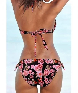 Sets Women's Sexy Triangle Halter Bikini Set Push Up Two Piecee Swimsuits Padded Tie Knot Swimwear Bathing Suits Floral Pink ...