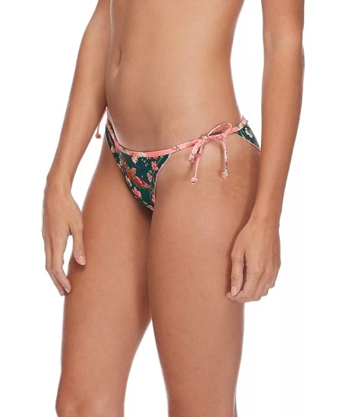 Tankinis Women's Tiki Tie Side Cheeky Bikini Bottom Swimsuit - Paradise Floral Print - C518ICQ24OU