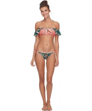 Tankinis Women's Tiki Tie Side Cheeky Bikini Bottom Swimsuit - Paradise Floral Print - C518ICQ24OU