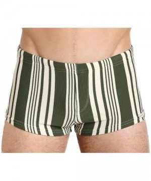 Briefs Men's Italian Woven Tuscan Stripe Squarecut Brief - Olive - C212N9QWCJI