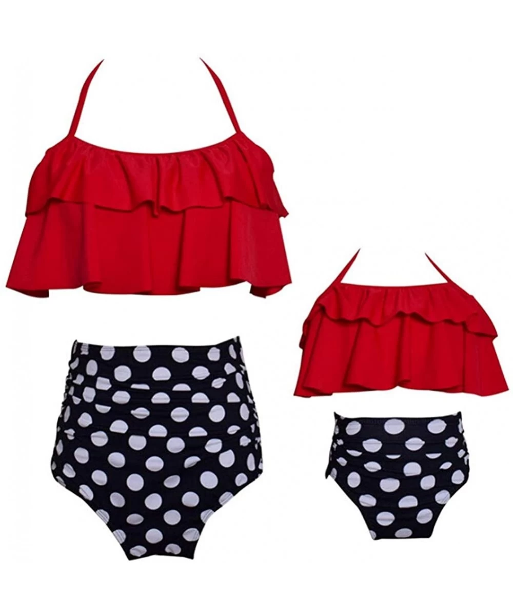 Racing Tassel 2Pcs Family Chic Bikinis Swimsuits Swimwear Beachwear for Girl Kid Child Teens Women - C-red - CA18Q2HAQXI