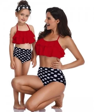 Racing Tassel 2Pcs Family Chic Bikinis Swimsuits Swimwear Beachwear for Girl Kid Child Teens Women - C-red - CA18Q2HAQXI