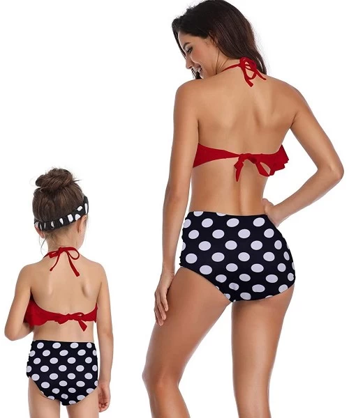 Racing Tassel 2Pcs Family Chic Bikinis Swimsuits Swimwear Beachwear for Girl Kid Child Teens Women - C-red - CA18Q2HAQXI