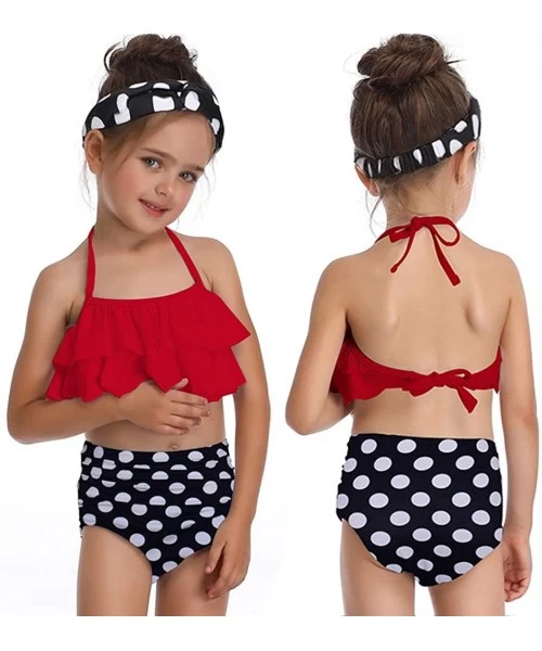 Racing Tassel 2Pcs Family Chic Bikinis Swimsuits Swimwear Beachwear for Girl Kid Child Teens Women - C-red - CA18Q2HAQXI